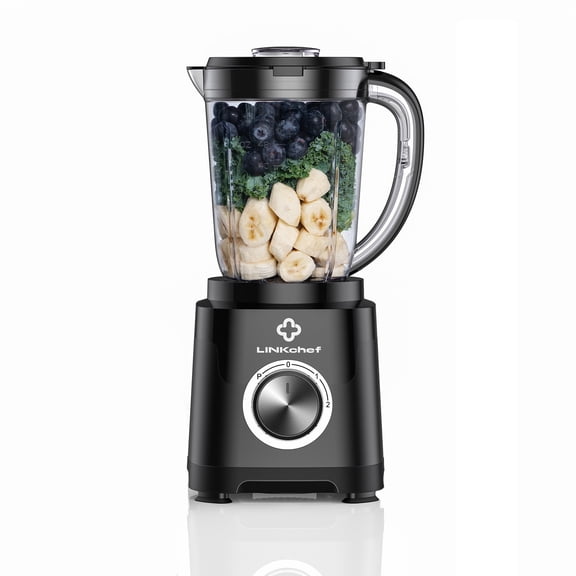LINKChef Countertop Blender, 450W Blender for Smoothies and Shakes, 57 oz Jar, 2 Speeds with Pulse, Black