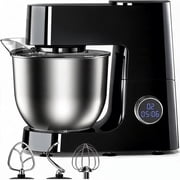 Yumystori 6.5 Qt Stand Mixer, 12-Speed 500W Tilt-Head Electric Kitchen Mixer with LED Display, Dough Hook, Beater & Wire Whip, Black