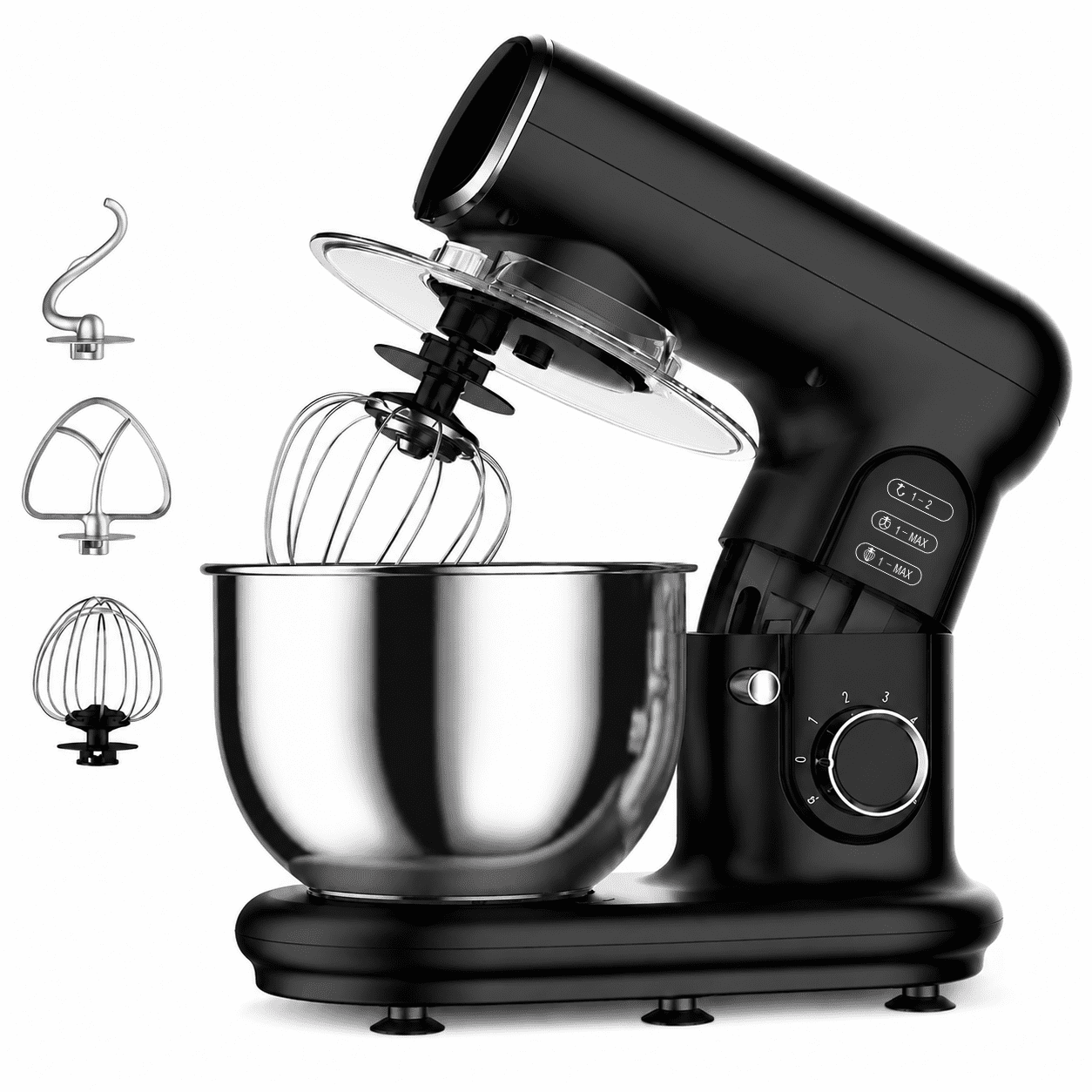 LINKChef Stand Mixer, 5.3 QT 6-Speed Tilt-Head Electric Stand Mixer, 3-In-1 Kitchen Mixer with Bowl, Dough Hook, Whisk and Beater, Black