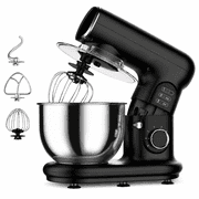 LINKChef Stand Mixer, 5.3 QT 6-Speed Tilt-Head Electric Stand Mixer, 3-In-1 Kitchen Mixer with Bowl, Dough Hook, Whisk and Beater, Black