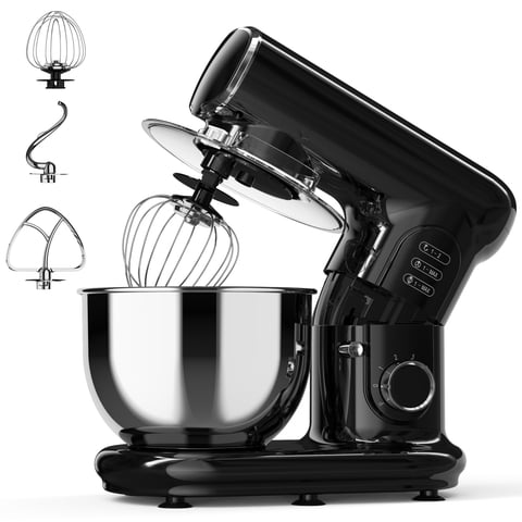 LINKChef Stand Mixer, 5.3 QT 6-Speed Tilt-Head Electric Stand Mixer, 3-In-1 Kitchen Mixer with Bowl, Dough Hook, Whisk and Beater, Black