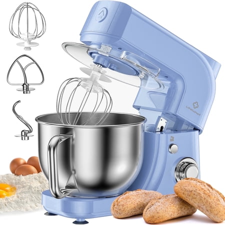 LINKChef Stand Mixer, 5.3QT 800W 6+P Speeds with Whisk, Dough Hook and Beater (Blue)