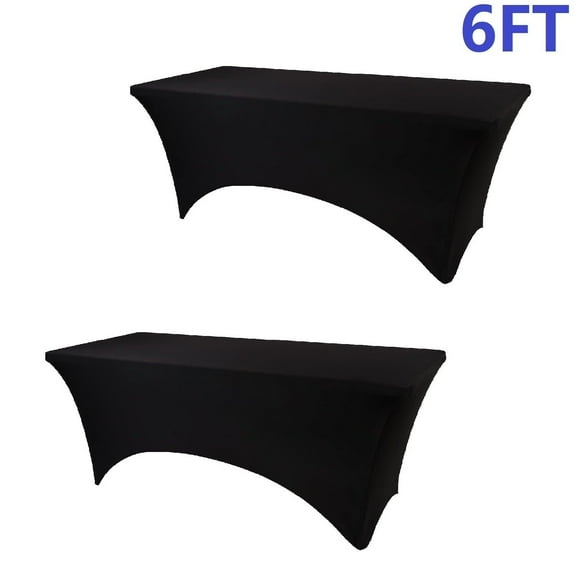 LINKPAL 2 Packs Stretch Spandex Tablecloth 6ft Fitted Rectangular Stretchable Elastic White Table Cover Fitted Washable Tablecloth for Wedding Party Exhibitions Cocktail Bar Patio Craft Table Cover