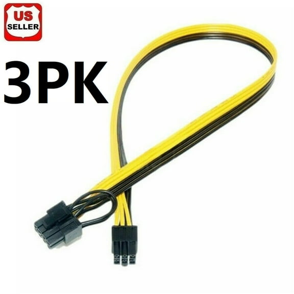 LINKPAL 3PCS 6pin male to 8pin(6+2) male cable 18AWG GPU Mining Ethereum ZCASH ZEC 20inch