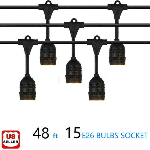 LINKPAL 48FT 15 LED Socket Outdoor Waterproof Commercial Grade Patio String Light Without bulbs