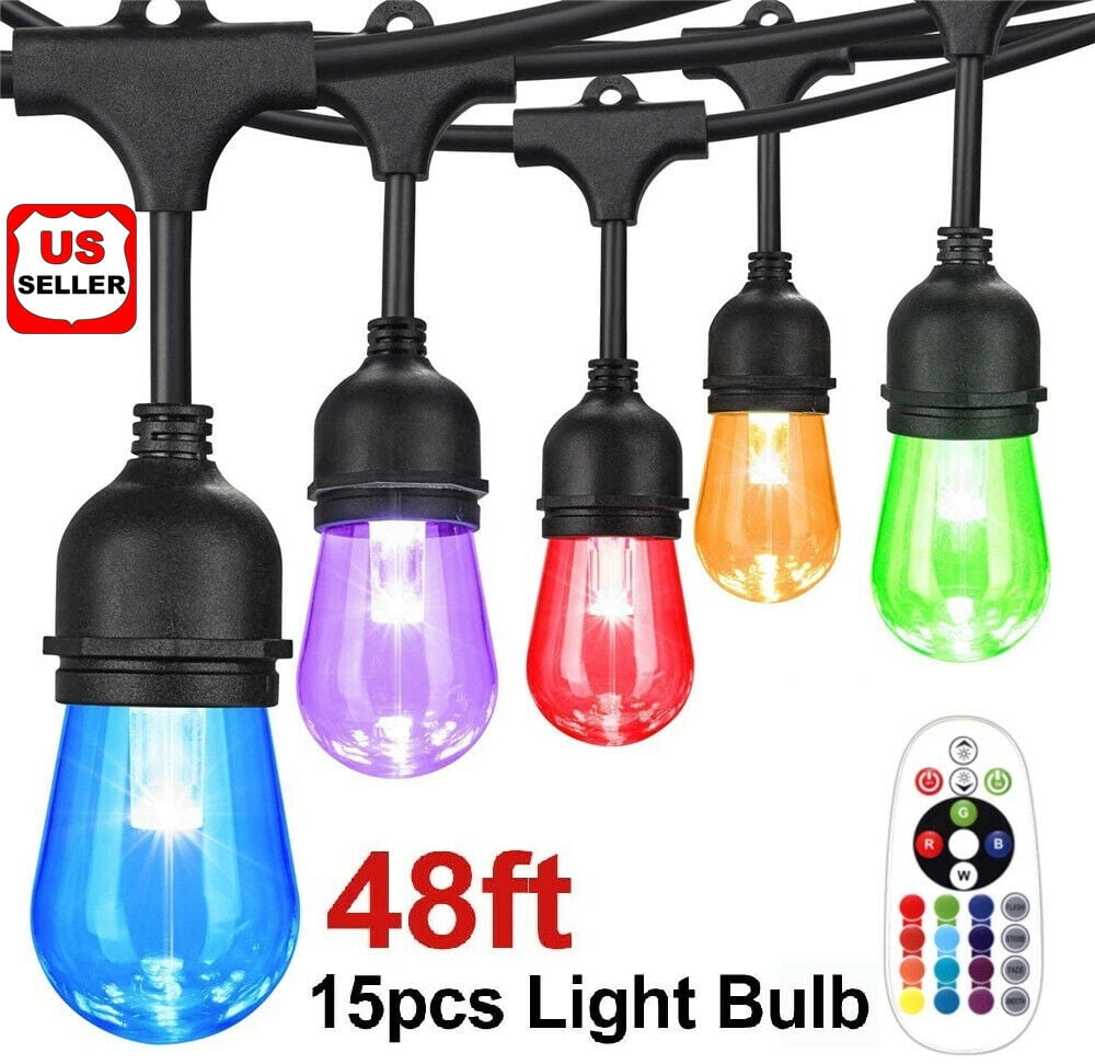 LINKPAL 48FT RGB LED String Lights, Commercial Grade, Dimmable with 15 ...