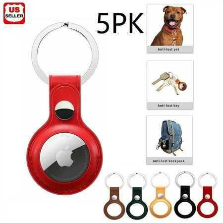 LINKPAL 5pcs Leather AirTag Loop Protective Bag Case Cover Sleeve For Apple Airtags Tracker