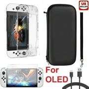 حافظة LINKPAL لطراز Nintendo Switch OLED، وحماية لحافظة التبديل OLED، وغطاء ملحقات مجموعة OLED لجهاز Nintendo Switch OLED مع شاشة زجاجية مقسى وكابل شحن من النوع C