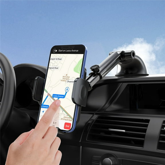 LINKPAL Cell Phone Mount for Car (Bumpy Roads Friendly) Easy Clamp Hands-Free Universal Fit for Dashboard-Windshield iPhone 14 13 12 Pro Max, Samsung Galaxy S22 All PhCell