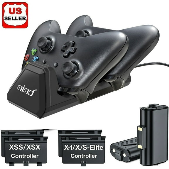 LINKPAL Charging Dock Fit for Xbox One with 2 Rechargeable Battery Packs, TSV Dual Controller Charger Stand fit for Xbox One/One S/ Elite and Series X/S 2022 Controller Charger, 4 Battery Pack Cover