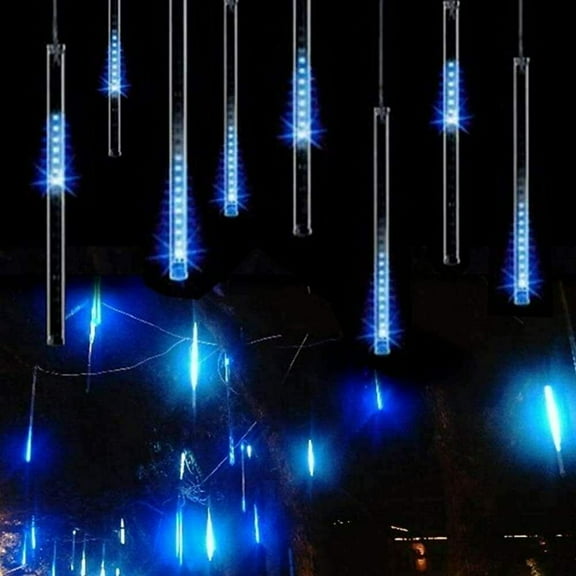 LINKPAL Meteor Shower Lights, LED Falling Rain Lights, 8Pcs/Set 30cm Meteor Rain Tube Lights 288 LED Bright LED Waterproof Lights for Holiday Xmas Tree Outdoor Cold White