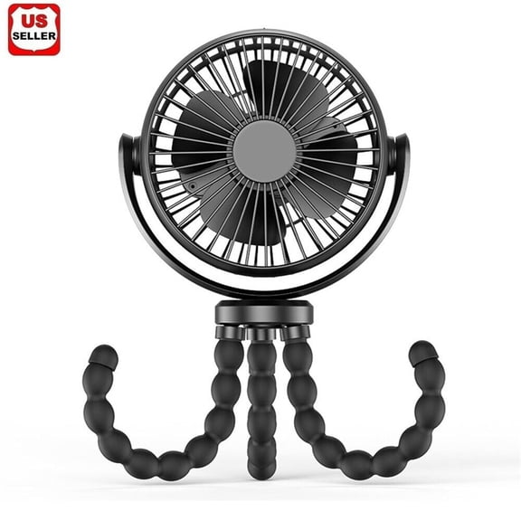 LINKPAL Mini Handheld Personal Portable Fan, Baby Stroller Fan, Car Seat Fan, USB or Battery Powered, with Flexible Tripod Clip on Student Bed Desk Bike Crib Treadmill Camping Traveling(Black)