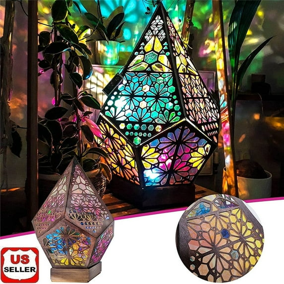 LINKPAL Polar Star Large Floor Lamp, Bohemian Led Colorful Diamond Lights, Geometric Lamp Bohemian Decoration, Colorful 3d Projection Night Lamp, Home Decor Gifts