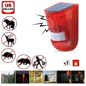 LINKPAL Solar Motion Sensor Alarm with LED Warning Strobe Light, Security Outdoor Device for Home, Warehouse, and Farm