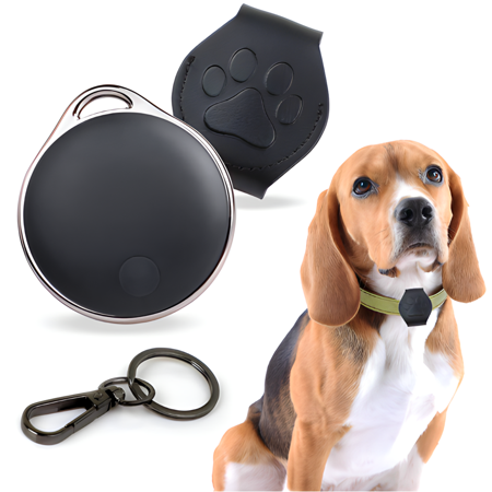 LINKSTYLE Nijitag Pet Tracker Tag, Premium Leather Paw Case Suede Reverse, Bluetooth Tracking Device Paired with Find My app-iOS (1 Smart Tag, 1 Case)