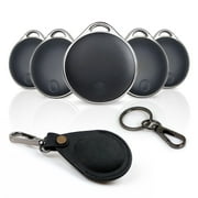 LINKSTYLE NijiTag Air Tracker Tag with Suede Case, Key Finder Item Locator for Keys, Wallet, Luggage, Bluetooth Tracking Device Works with Find My app - iOS only (5 Smart Tag + 1 Suede Case)
