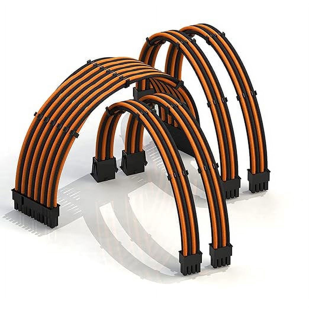 LINKUP - AVA 50cm PSU Cable Extension Sleeved Custom Mod GPU PC Braided ...