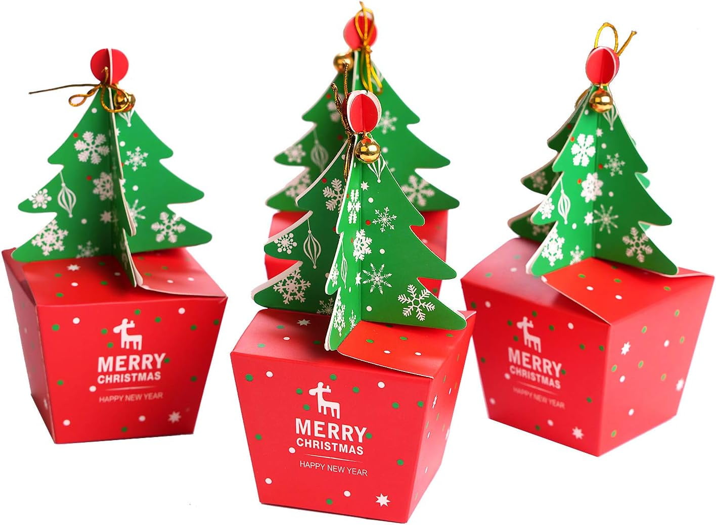LINLIN 10 Pieces Christmas Cupcake Boxes Gift Boxes Gift Bag Xmas Tree