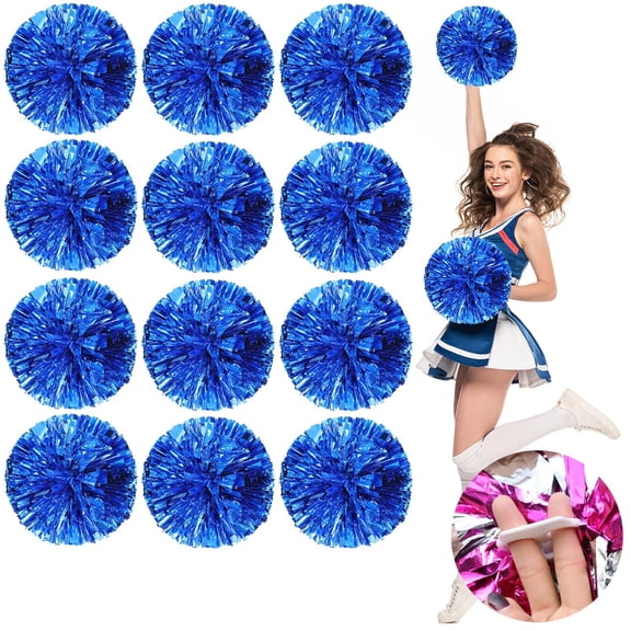 LINLIN 12 Pack Cheerleading Pom Poms,Metallic Cheering Squad Pompoms for Team Sports Football Dance Cheering Kids Adults