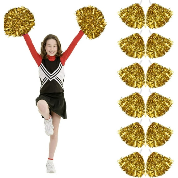 LINLIN 12Pcs Cheerleading Pom Poms Dance Cheer Poms Cheerleader Pompoms Cheer for Kids Adults Ball Dance Sports Team Spirit Cheering Fancy Dress Night Party