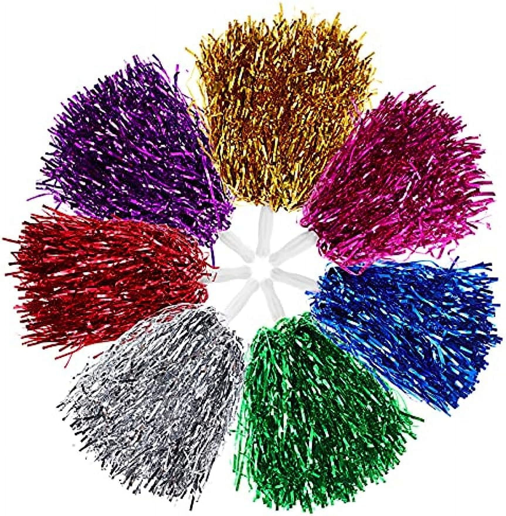 LINLIN 14 Pieces Cheerleading Pom Poms Metallic Foil Cheerleader Pom Poms with Handle for Sports Events Cheering Party Costume Accessory