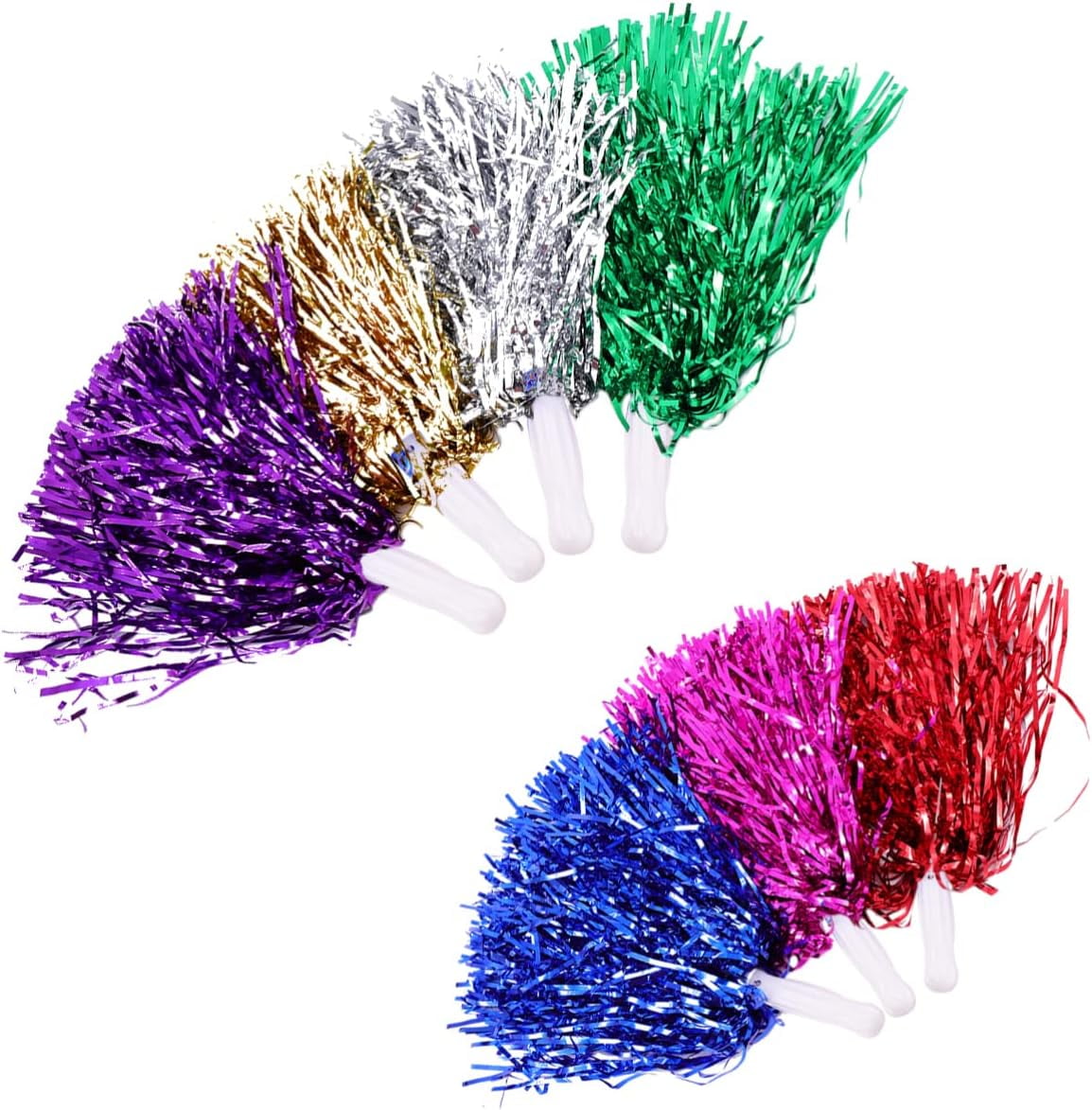 LINLIN 14pcs Cheerleader Pom Poms Metallic Cheerleading Pom Pom Hand Flowers Christmas Party School Sports Meet Dance Ball- Flower Props