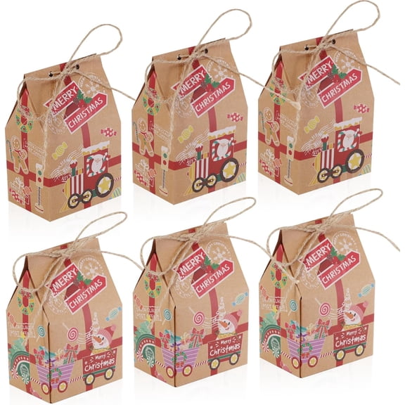 LINLIN 15Pcs Christmas Gift Boxes | Kraft Paper Christmas Eve Box with Hemp Rope | Christmas Gift Boxes with Lids Christmas Box for Sweets Treats Presents