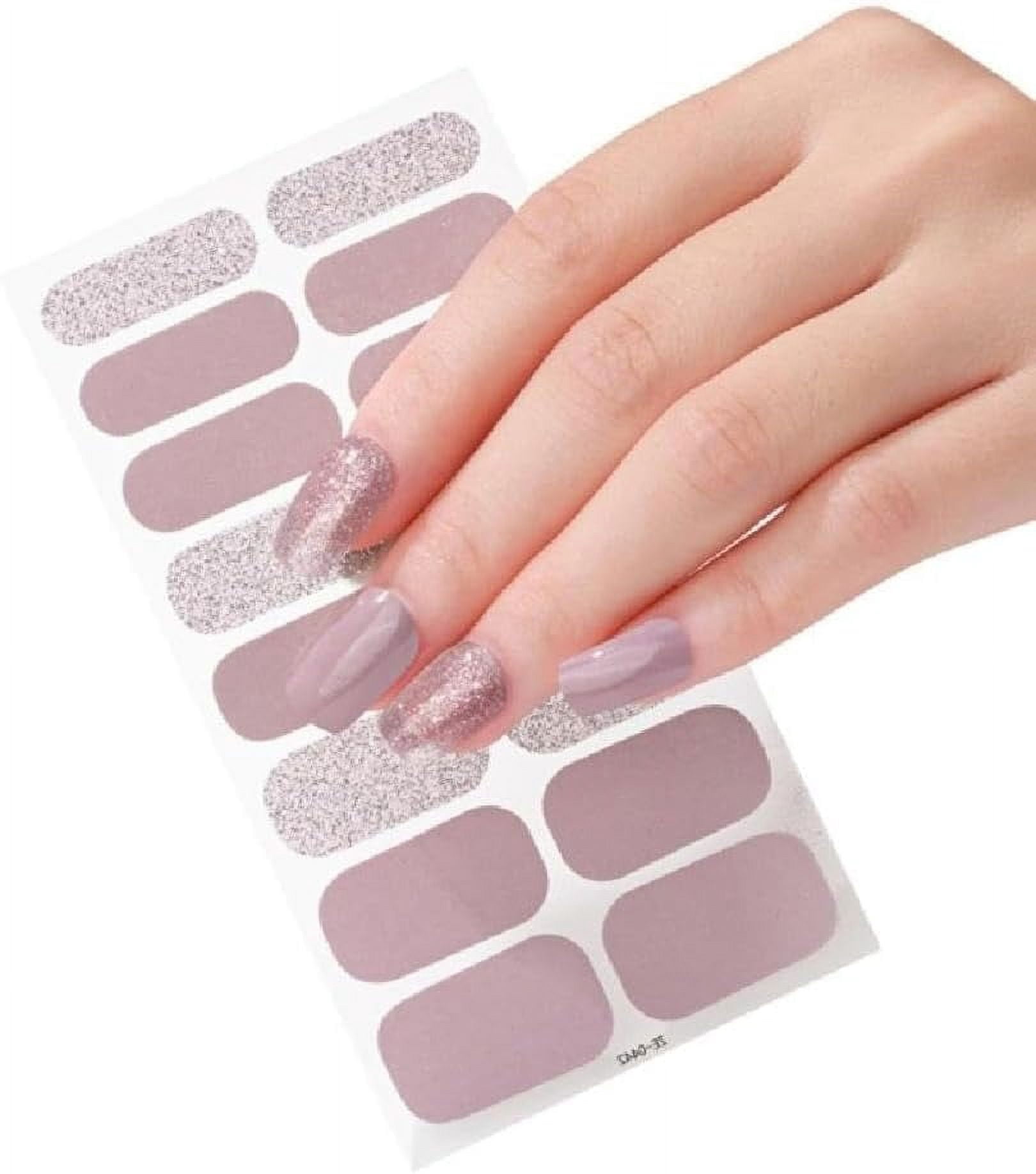 LINLIN 16 Strips Semi Cured Gel Nail Stickers Set for UV Lamp Designer 3D Nails Polish Wraps Fashion Gel Nail Art Stickers Self-Adhesive Nail Polish Strips Nail Polish Wraps
