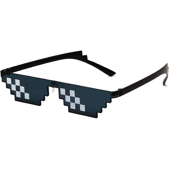 LINLIN 1Pcs Cool Glasses Black Thug Life Sunglasses, Swag Glasses Unisex Sunglasses Funny Glasses 8-Bit Pixel Mosaic Glasses UV Protect Gamer Sunglasses Party Glasses for Adult Kids