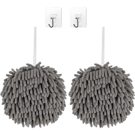 LINLIN 2-Pack Chenille Hand Towels,Kitchen Hand Towels with Loop,Bathroom Hand Towels Hanging,Quick Dry Cloths for Cleaning,Soft Absorbent Microfiber Hand Towels