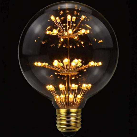 LINLIN 2 Pack Firework Light Bulb, 3W Retro Starry Light Bulb E27 Base Vintage Edison Dimmable LED Light Bulb Fairy Firework Decorative Light Bulb LED Light Bulbs