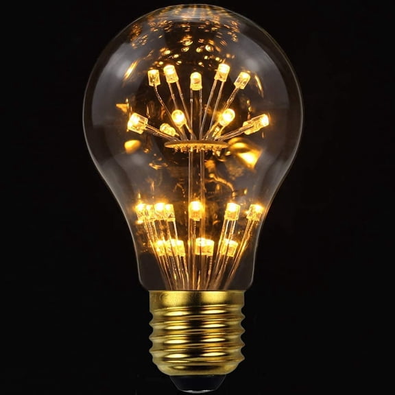 LINLIN 2 Pack Firework Light Bulb, 3W Retro Starry Light Bulb E27 Base Vintage Edison Dimmable LED Light Bulb Fairy Firework Decorative Light Bulb LED Light Bulbs
