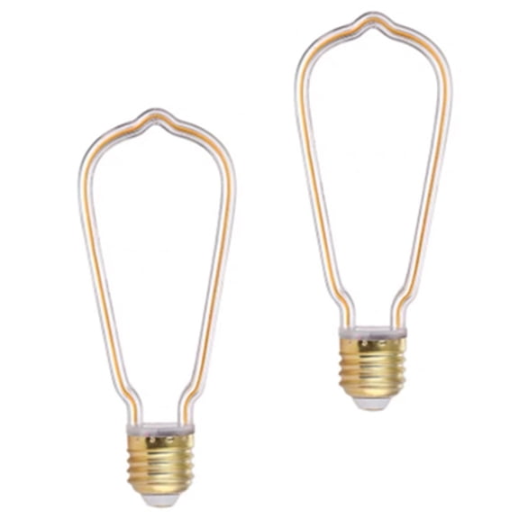 LINLIN 2 Pack New LED Light Bulbs,LED Filament Bulb 4W Decorative Light Bulb E27 Screw Mouth Retro Soft Filament Bulb Creativity Irregular Line Lights, for Cabinet Display