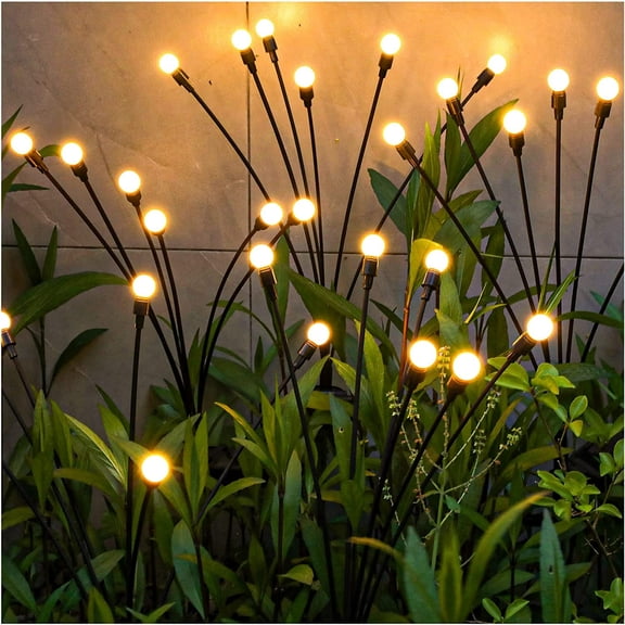 LINLIN 2 Pack Solar Firefly Garden Lights,LED Starburst Swaying Light, Outdoor Decorative Solar Lights, for Patio Yard Landscape Decoration