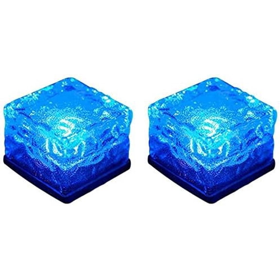 LINLIN 2-Pack  Solar Ice Lights, Glass Ice Lights Solar Brick LED Frosted Glass Path Lights Waterproof for Garden Courtyard Pathway Outdoor Decoration