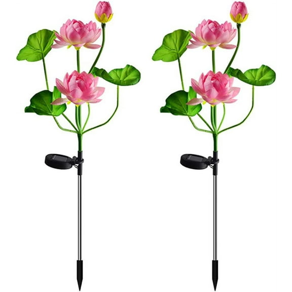 LINLIN 2 Pack Solar Lotus Flower Lights ,Solar Power Garden Lights Outdoor Waterproof Landscape Light Decorative Solar Stake Lights for Pathway Lawn Patio Yard
