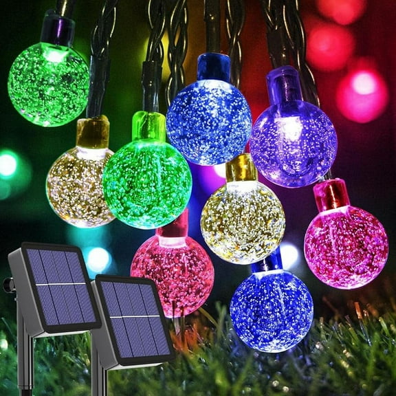 LINLIN 2 Pack Solar String Lights Outdoor, 4.5M 30LED Solar Crystal Ball Fairy Lights Waterproof, Solar Powered Garden Decorative Lights 8 Modes for Patio Yard Fence Party Xmas Wedding