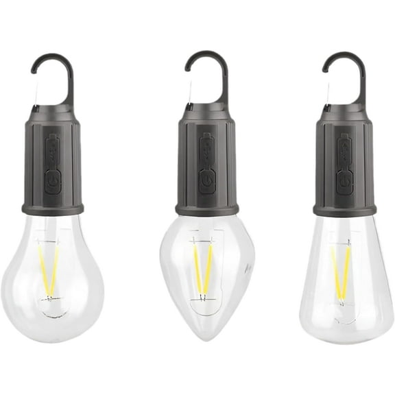 LINLIN 2023 New Outdoor Camping Hanging Type-C Charging Retro Bulb Light,LED Tent Lamp, Outdoor Hanging Tent Light Bulb with Clamp Hook