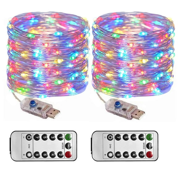 LINLIN 2Pack Copper String Lights,Waterproof 12M/39ft 120LED USB Plug in Decorative Copper Wire Firefly Fairy Lights 8 Modes Remote Timer for Outdoor Indoor Bedroom Party Wedding Christmas Decor