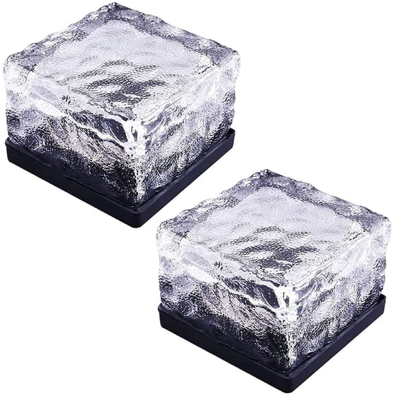 LINLIN 2Pack Solar Brick Light, 4LED Frosted Glass Ice Cube Solar Path Light,In-ground Buried Lights Landscape for Garden Courtyard Outdoor Decoration Waterproof