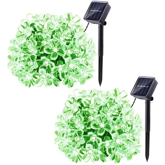 LINLIN 2Pack Solar Flower String Lights, Waterproof 22ft 50LED Peach Cherry Blossom Solar Powered Fairy Lights 8mode for Indoor Outdoor Garden Party Wedding Christmas Decorations