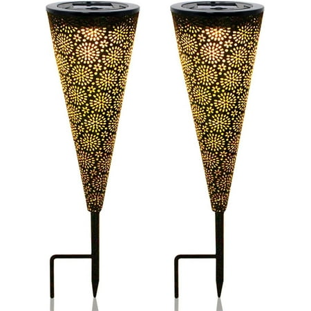LINLIN 2Pack Solar Pathway Lights Outdoor,Solar Garden Lights Warm White Path Light LED Metal Light Decoartion Landscape Lighting Waterproof Solar Light for Yard Patio Walkway Lawn