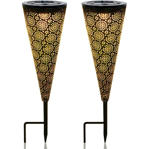 LINLIN 2Pack Solar Pathway Lights Outdoor,Solar Garden Lights Warm White Path Light LED Metal Light Decoartion Landscape Lighting Waterproof Solar Light for Yard Patio Walkway Lawn