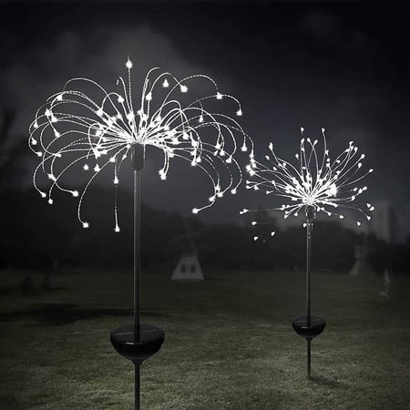 LINLIN 2pcs Solar Garden Lights Outdoor,Waterproof Firework Lights DIY Solar String Lights Landscape Decoration Lights Auto On/Off for Garden Patio Pathway Party