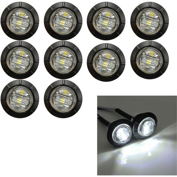 LINLIN 3/4" Round LED Front Rear Side Marker Indicators Light Waterproof Bullet Clearance Marker Light 12V for Car Truck (Pakc of 10)