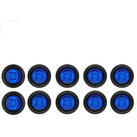 LINLIN 3/4" Round LED Front Rear Side Marker Indicators Light Waterproof Bullet Clearance Marker Light 12V for Car Truck (Pakc of 10)