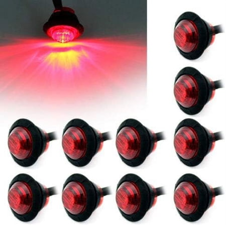 LINLIN 3/4" Round LED Front Rear Side Marker Indicators Light Waterproof Bullet Clearance Marker Light 12V for Car Truck (Pakc of 10)