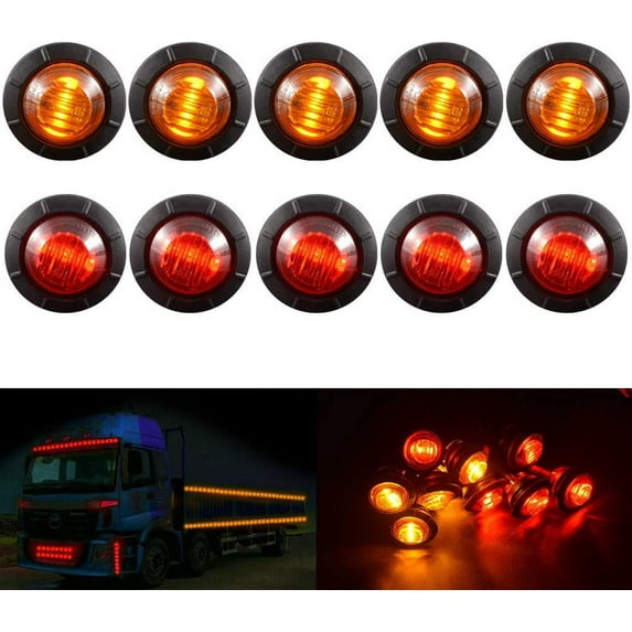 LINLIN 3/4" Round LED Front Rear Side Marker Indicators Light Waterproof Bullet Clearance Marker Light 12V for Car Truck