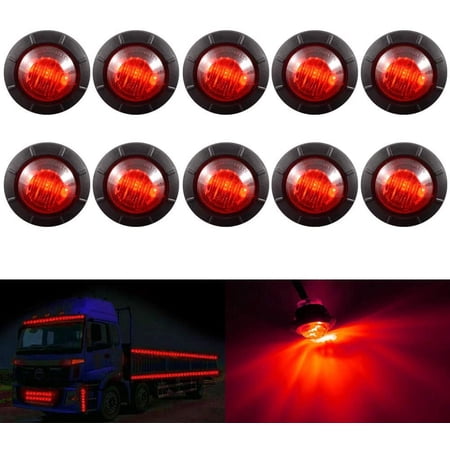 LINLIN 3/4" Round LED Front Rear Side Marker Indicators Light Waterproof Bullet Clearance Marker Light 12V for Car Truck
