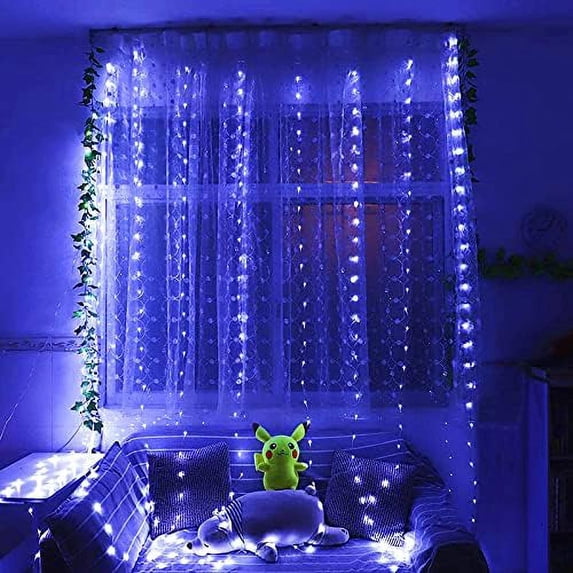 LINLIN 300 LED Curtain Lights, USB & Battery Operated Window Icicle Lights, 3m x 3m 8 Modes Remote Control Window Curtain Fairy Lights for Outdoor Indoor Garden Decoration